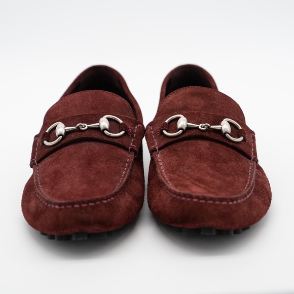 size 7G 7.5 US Gucci Burgundy Red Suede Loafers Driver Horsebit main image 8